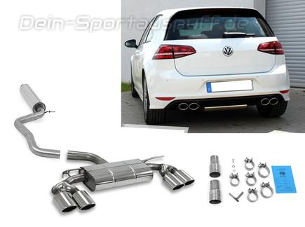 Fox Edelstahl Duplex Sportauspuff-Komplettanlage ab Kat VW Golf 7 Facelift ab Bj.2017 in R-Optik je 2x115x85mm oval eingerollt abgeschrägt