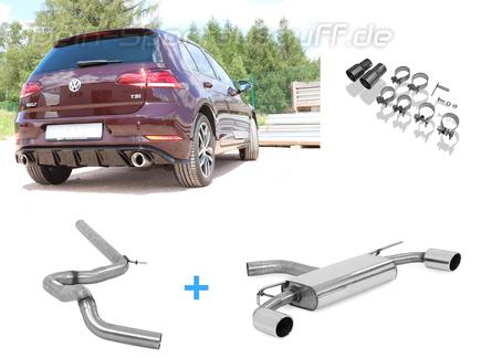 Fox Edelstahl Duplex Racing-Komplettanlage ab OPF VW Golf 7 Facelift ab Bj.2017 in GTI-Optik je 100mm rund eingerollt abgeschrägt