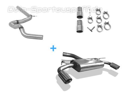 Fox Edelstahl Duplex Racing-Komplettanlage ab OPF VW Golf 7 Facelift ab Bj.2017 in GTI-Optik je 90mm rund doppelwandig abgeschrägt