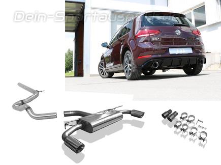 Fox Edelstahl Duplex Racing-Komplettanlage ab OPF VW Golf 7 Facelift ab Bj.2017 in GTI-Optik je 114mm rund doppelwandig abgeschrägt