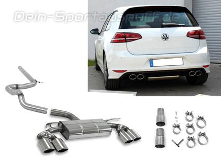 Fox Edelstahl Duplex Racing-Komplettanlage ab OPF VW Golf 7 Facelift ab Bj.2017 in R-Optik je 2x115x85mm oval eingerollt abgeschrägt