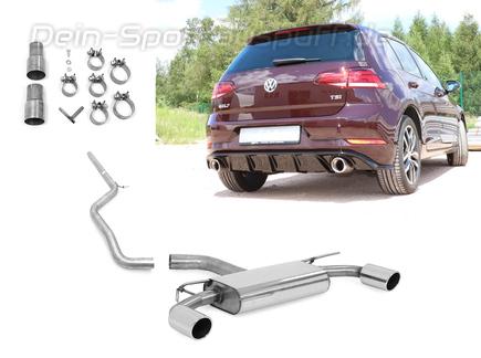 Fox Edelstahl Duplex Racing-Komplettanlage ab OPF VW Golf 7 Facelift ab Bj.2017 in GTI-Optik je 100mm rund eingerollt abgeschrägt