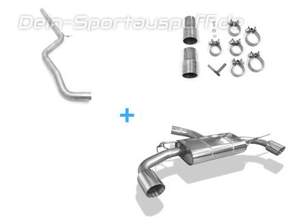 Fox Edelstahl Duplex Racing-Komplettanlage ab OPF VW Golf 7 Facelift ab Bj. 2017 in GTI-Optik je 100mm rund doppelwandig abgeschrägt