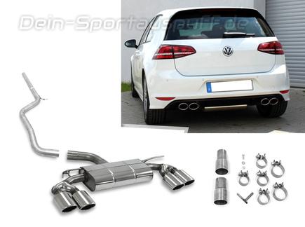 Fox Edelstahl Duplex Racing-Komplettanlage ab OPF VW Golf 7 Facelift ab Bj.2017 in R-Optik je 2x115x85mm oval eingerollt abgeschrägt