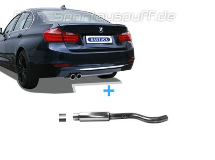 Bastuck Edelstahl Sportauspuff-Komplettanlage ab OPF BMW 3er F30 F31 2x76mm rund eingerollt abgeschrägt