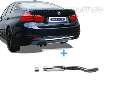 Bastuck Edelstahl Sportauspuff-Komplettanlage ab OPF BMW 3er F30 2x76mm rund scharf abgeschrägt