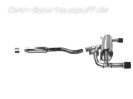 Bastuck Edelstahl Duplex Sportauspuff-Komplettanlage ab OPF mit Klappensteuerung BMW 4er F32 je 90mm rund eingerollt aus Carbon