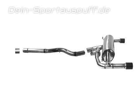 Bastuck Edelstahl Duplex Racing-Komplettanlage ab OPF mit Klappensteuerung BMW 3er F30 je 90mm rund eingerollt aus Carbon