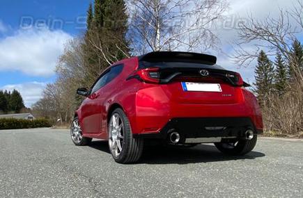 FOX Edelstahl Duplex Racing-Komplettanlage ab OPF Toyota Yaris GR Typ XP21 je 100mm rund doppelwandig abgeschrägt
