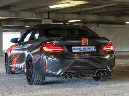 Eisenmann Edelstahl Duplex Sportauspuff BMW M2 Competition F87 je 2x90mm rund abgeschrägt aus Carbon