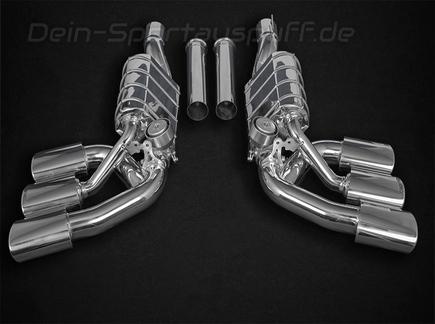 Capristo Edelstahl Sidepipe Sportauspuff-Komplettanlage ab OPF Mercedes G-Klasse G500 W463A je 3x oval eingerollt abgeschrägt