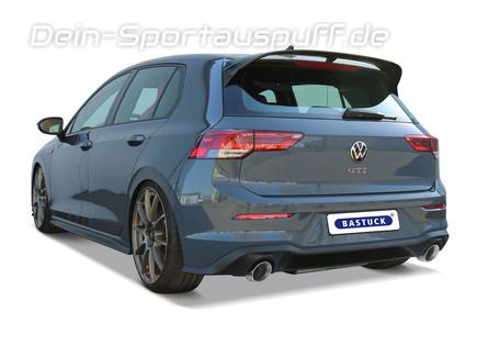 Bastuck Edelstahl Duplex Sportauspuff-Komplettanlage ab OPF inkl. Klappensteuerung VW Golf 8 GTI je 100mm rund scharfkantig abgeschrägt