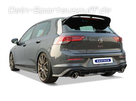 Bastuck Edelstahl Duplex Sportauspuff-Komplettanlage ab OPF inkl. Klappensteuerung VW Golf 8 GTI Clubsport je 110mm rund scharfkantig abgeschrägt