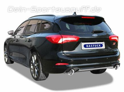 Bastuck Edelstahl Duplex Racing-Komplettanlage ab OPF Ford Focus 4 1.5l EcoBoost Turnier je 100mm rund doppelwandig abgeschrägt