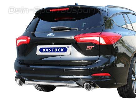 Bastuck Edelstahl Duplex Racing-Komplettanlage ab OPF mit Klappensteuerung Ford Focus 4 1.5l EcoBoost Turnier je 100mm rund doppelwandig abgeschrägt