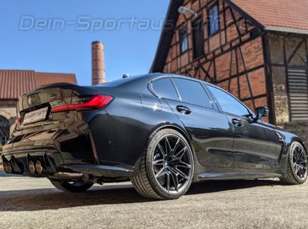 Eisenmann Edelstahl Duplex Sportauspuff BMW M3 G80 Limousine je 2x110mm rund abgeschrägt schwarz