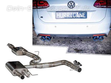 Hurricane V1 Edelstahl Duplex Sportauspuff-Komplettanlage ab Kat mit Klappensteuerung Ø89mm VW Golf 7 R Variant Vor-Facelift 300PS inkl. Endrohrsatz nach Wahl