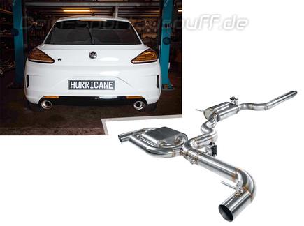 Hurricane V3 Edelstahl Duplex Sportauspuff-Komplettanlage ab Kat mit Klappensteuerung Ø89mm VW Scirocco 3 2.0l R inkl. Endrohrsatz nach Wahl