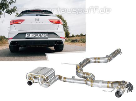 Hurricane V3 Edelstahl Duplex Sportauspuff-Komplettanlage ab Kat mit Klappensteuerung Ø89mm Seat Leon ST Cupra 300PS Typ 5F inkl. Endrohrsatz nach Wahl