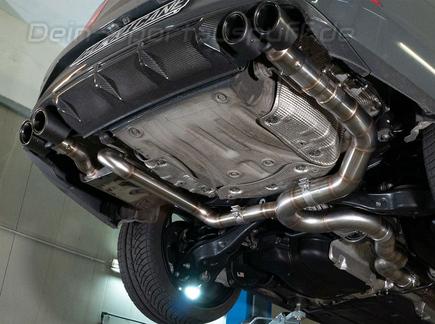 Hurricane V2 Edelstahl Duplex Sportauspuff-Komplettanlage ab OPF mit Klappensteuerung Ø89mm Seat Leon ST Cupra R 300 4Drive Typ 5F Bj. 2018-2020 inkl. Endrohrsatz nach Wahl