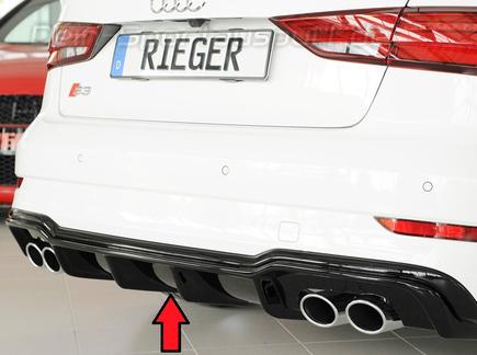 Rieger Heckeinsatz ABS/schwarz glänzend für je 2x 90x72mm ovale Endrohre rechts/links Audi S3 8V Limousine Cabrio