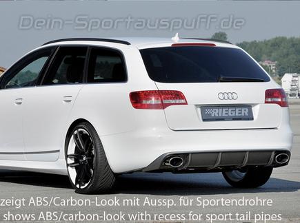Rieger Heckeinsatz ABS/schwarz glänzend für Audi A6 Typ 4F für je 1x140x90mm ovales Endrohr