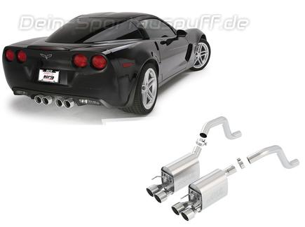 Borla S-TYPE Edelstahl Sportauspuff Corvette C6 Z06 7.0l, ZR1 6.2l 2006-2011 4x108mm rund eingerollt abgeschrägt