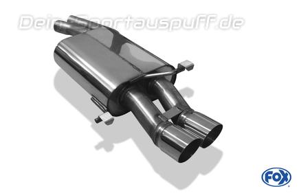 Fox Edelstahl Sportauspuff Audi 100, S4, A6 u. S6 quattro Typ C4 2x76mm rund scharfkantig abgeschrägt