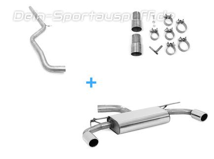 Fox Edelstahl Duplex Racing-Komplettanlage ab Kat VW Golf 7 GTI Clubsport S je 90mm rund eingerollt abgeschrägt