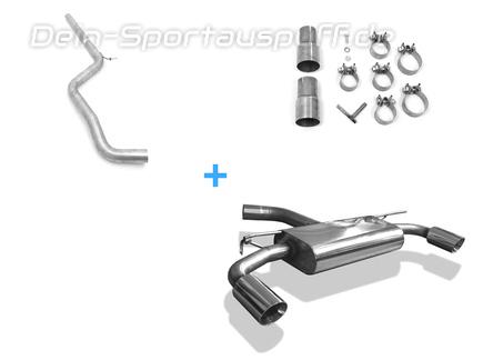 Fox Edelstahl Duplex Racing-Komplettanlage ab Kat VW Golf 7 GTI Clubsport S je 90mm rund doppelwandig abgeschrägt