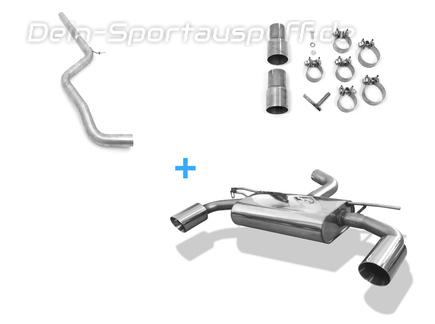 Fox Edelstahl Duplex Racing-Komplettanlage ab Kat VW Golf 7 GTI Clubsport S je 100mm rund doppelwandig abgeschrägt