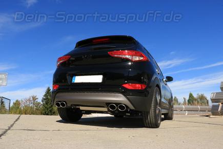 FOX Edelstahl Duplex Sportauspuff-Komplettanlage ab OPF Hyundai Tucson 3 Typ TL Frontantrieb je 2x115x85mm oval eingerollt abgeschrägt
