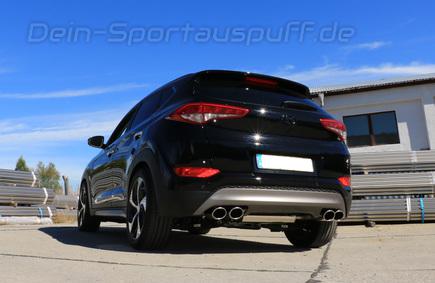 FOX Edelstahl Duplex Racing-Komplettanlage ab OPF Hyundai Tucson 3 Typ TL Frontantrieb je 2x115x85mm oval eingerollt abgeschrägt