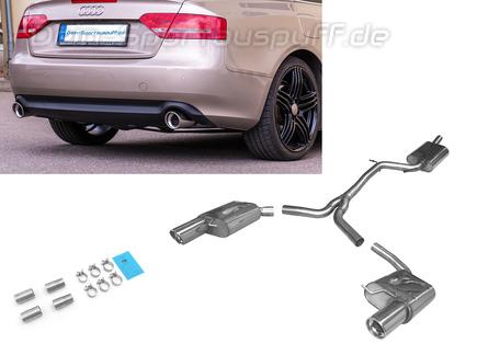 Fox Edelstahl Duplex Sportauspuff-Komplettanlage ab Kat Audi A4 B8 8K quattro 2.0l inkl. S-Line je 1x100mm rund eingerollt abgeschrägt mit Absorber
