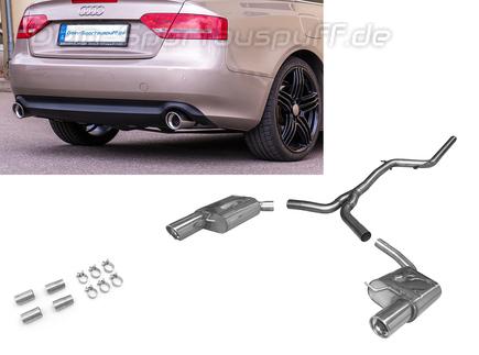 Fox Edelstahl Duplex Racing-Komplettanlage ab Kat Audi A4 B8 8K quattro 2.0l inkl. S-Line je 1x100mm rund eingerollt abgeschrägt mit Absorber