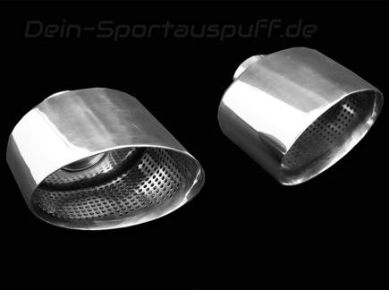 Fox Edelstahl Auspuffendrohr anschraubbar mit Schelle 160x130mm oval Länge 180mm mit Anschlussrohr 63,5mm RS3-Look