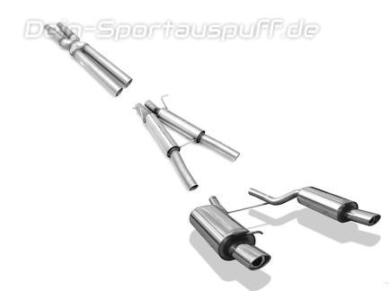 Fox Edelstahl Duplex Sportauspuff-Komplettanlage ab Kat Audi A6 u. S6 quattro 4B Typ C5 Limousine u. Avant 115x85mm oval eingerollt abgeschrägt mit Absorber