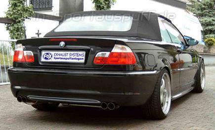 Fox Edelstahl Duplex Sportauspuff BMW 3er E46 320d Limousine/Touring/Coupe/Cabrio 2x70mm rund scharf gerade