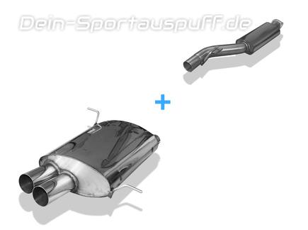 Fox Edelstahl Sportauspuff-Komplettanlage ab Kat BMW Z3 Roadster u. Coupe 2.0l 2x76mm rund scharfkantig gerade