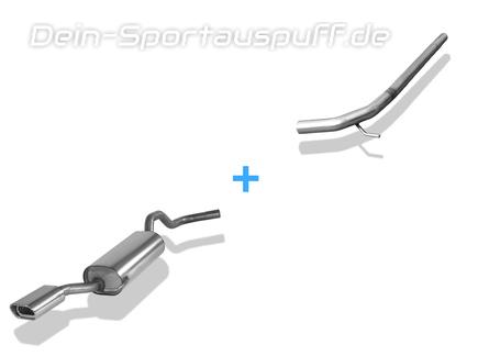 Fox Edelstahl Racing-Komplettanlage ab Kat VW Polo 6KV Classic u. Variant 135x80mm flachoval eingerollt abgeschrägt mit Absorber