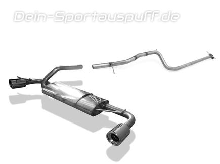 Fox Edelstahl Duplex Racing-Komplettanlage ab Kat. Ford Focus 1 Fließheck 1.4l DAW DBW je 90mm rund eingerollt abgeschrägt mit Absorber