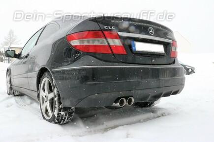 Fox Edelstahl Sportauspuff Mercedes C-Klasse Sportcoupe CL203 2.0l 2.3l 2x76mm rund doppelwandig abgeschrägt mit Absorber