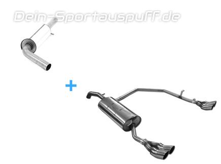 Fox Edelstahl Duplex Sportauspuff-Komplettanlage ab Kat Skoda Octavia 1U 2x76mm DTM rund scharf