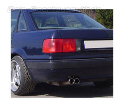 Fox Edelstahl Racing-Komplettanlage ab Kat Audi 80 B4 Limousine/Avant 1.6-2.0l 2x76mm rund eingerollt gerade mit Absorber
