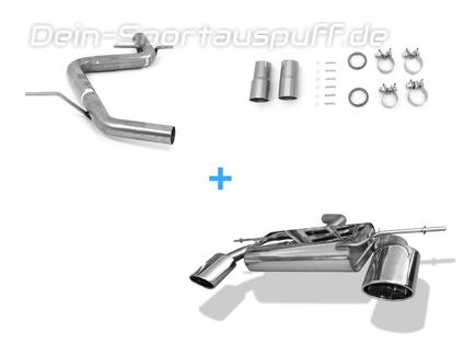 Fox Edelstahl Duplex Racing-Komplettanlage ab Kat. VW Golf 6 je 140x90mm oval eingerollt abgeschrägt
