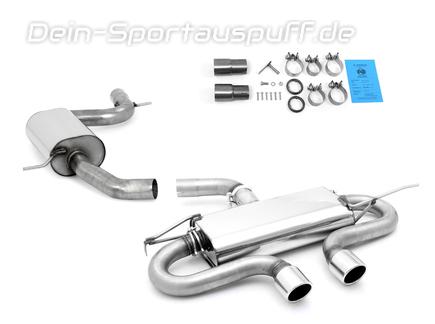 Fox Edelstahl Sportauspuff-Komplettanlage ab Kat VW Golf 6 GTI 2x90mm rund eingerollt abgeschrägt