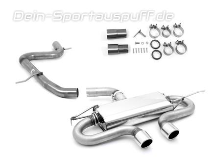 Fox Edelstahl Racing-Komplettanlage ab Kat VW Golf 6 GTI 2x90mm rund eingerollt abgeschrägt