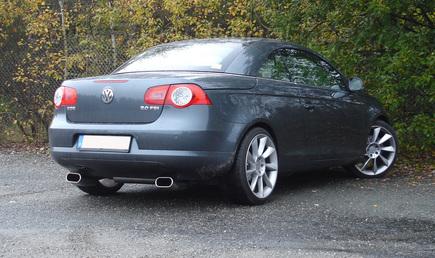 Fox Edelstahl Duplex Sportauspuff VW Eos 160x80mm DTM flachoval eingerollt gerade