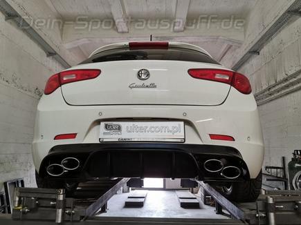 Ulter Edelstahl Duplex Sportauspuff + Heckeinsatz Alfa Romeo Giulietta Typ 940 1.8 TBI je 2x oval eingerollt versetzt