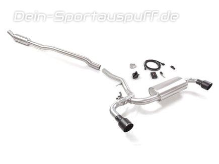 Ragazzon Edelstahl Duplex Sportauspuff-Komplettanlage ab Kat mit Klappensteuerung Mini F60 Countryman JCW ALL4 je 102mm rund eingerollt abgeschrägt in schwarz